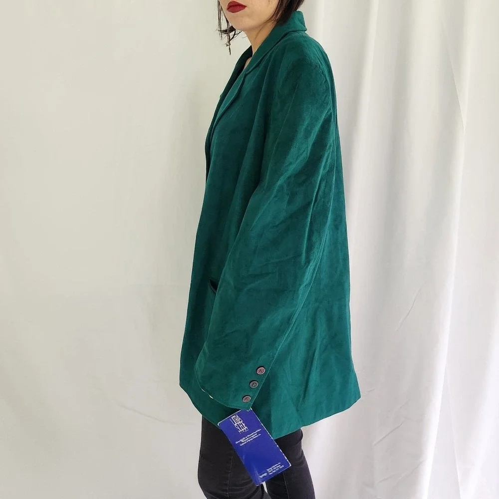80s/90s Deadstock Green Ultrasuede Blazer - Picture 2 of 6